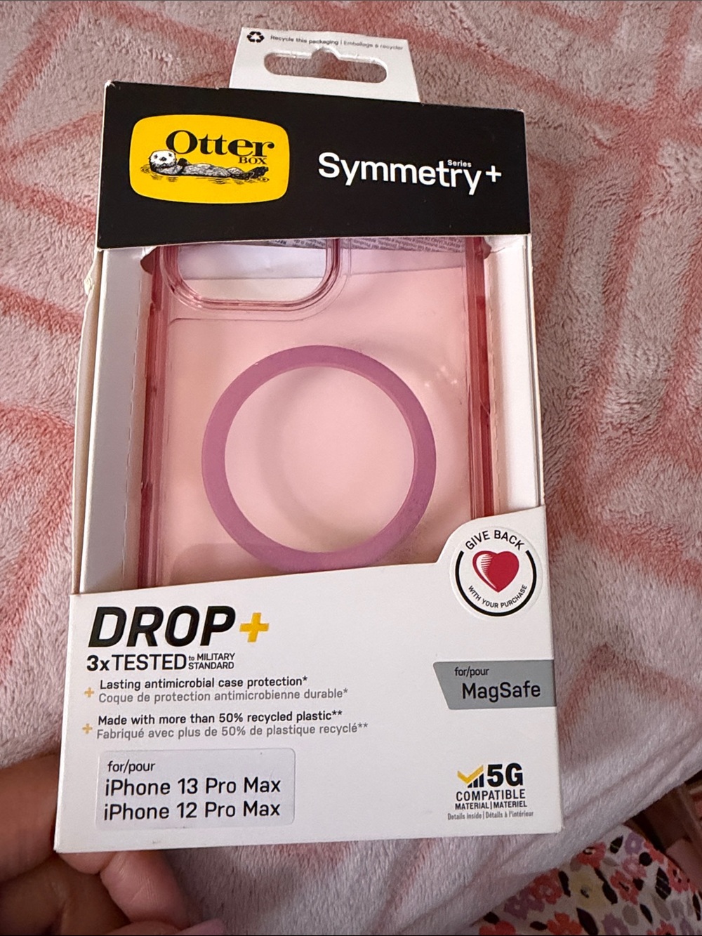 OtterBox Symmetry+ Clear Pink MagSafe Case for iPhone 13 Pro Max / 12 Pro Max